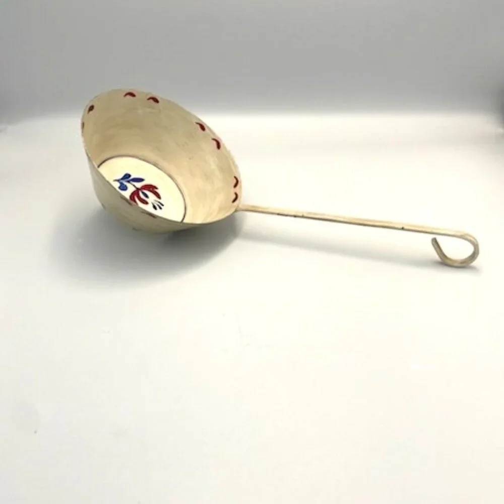 Vintage Hand Painted Dipper Ladle Floral Farmhouse Cottage Decor Signed J Lovell